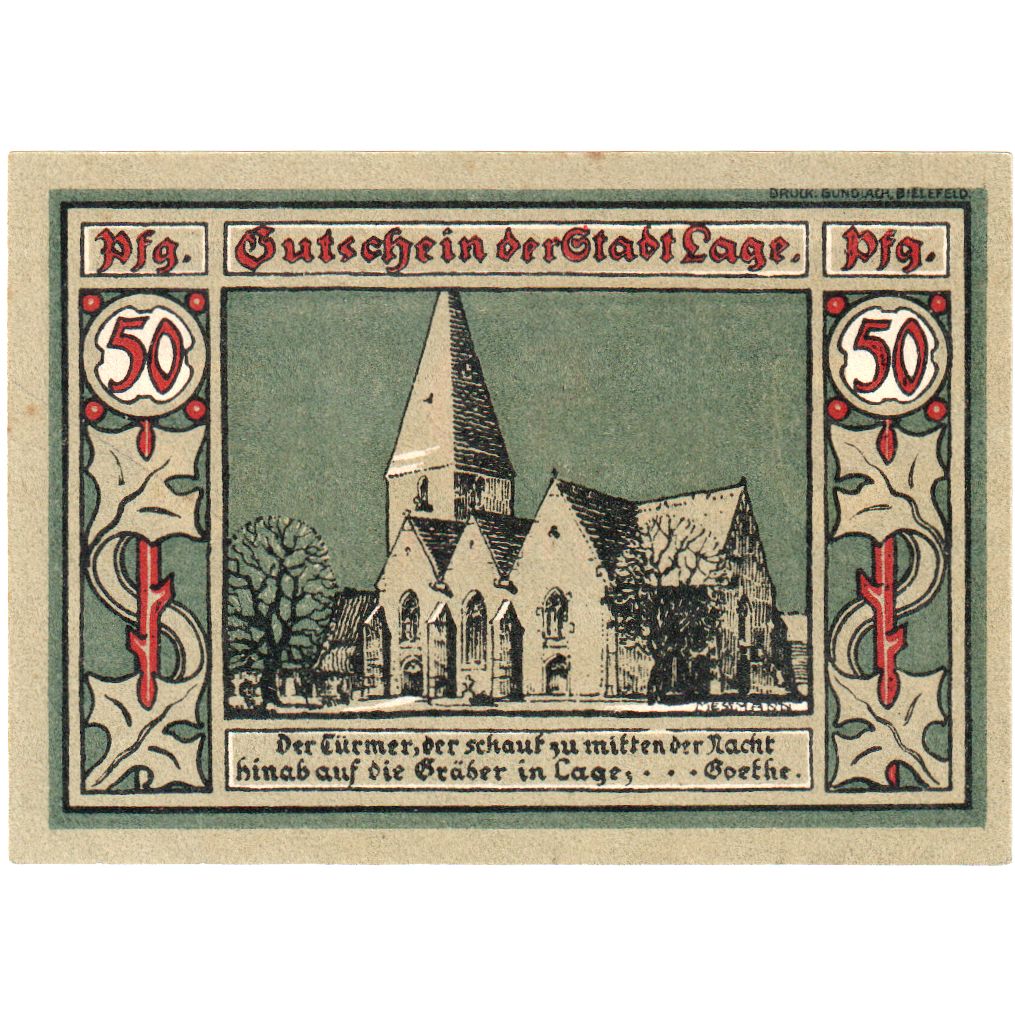 Germania, Lage Stadt, 50 Pfennig, SPL