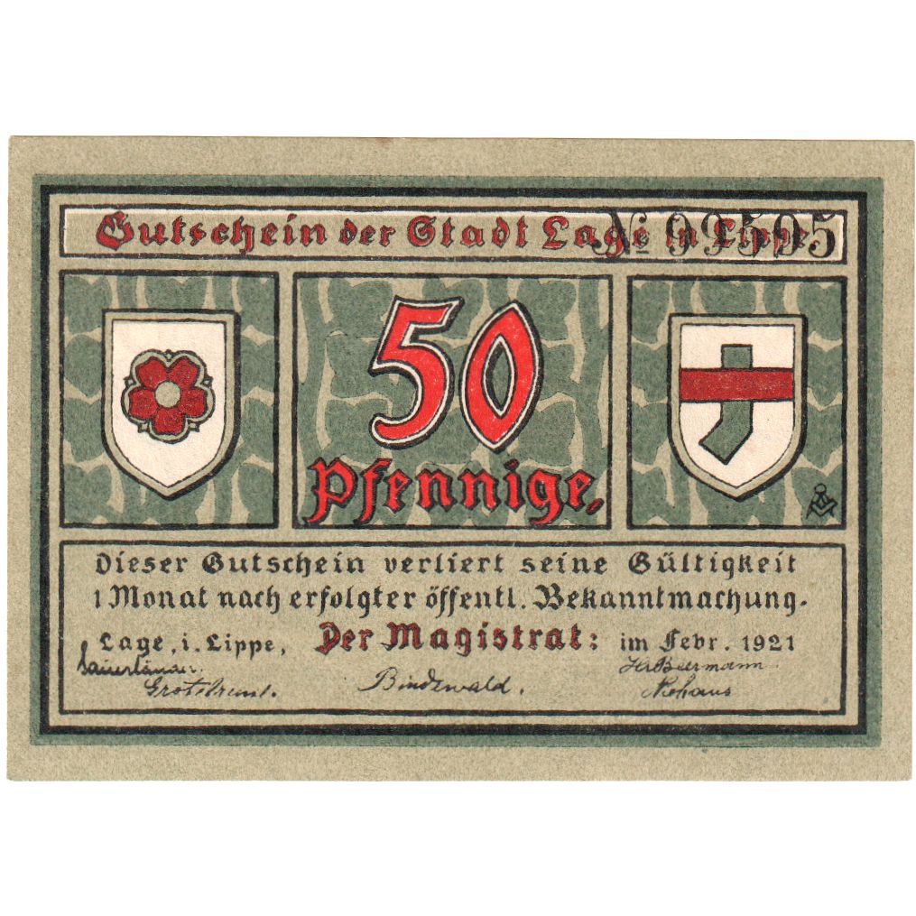 Niemcy, Lage Stadt, 50 Pfennig, UNC(60-62)
