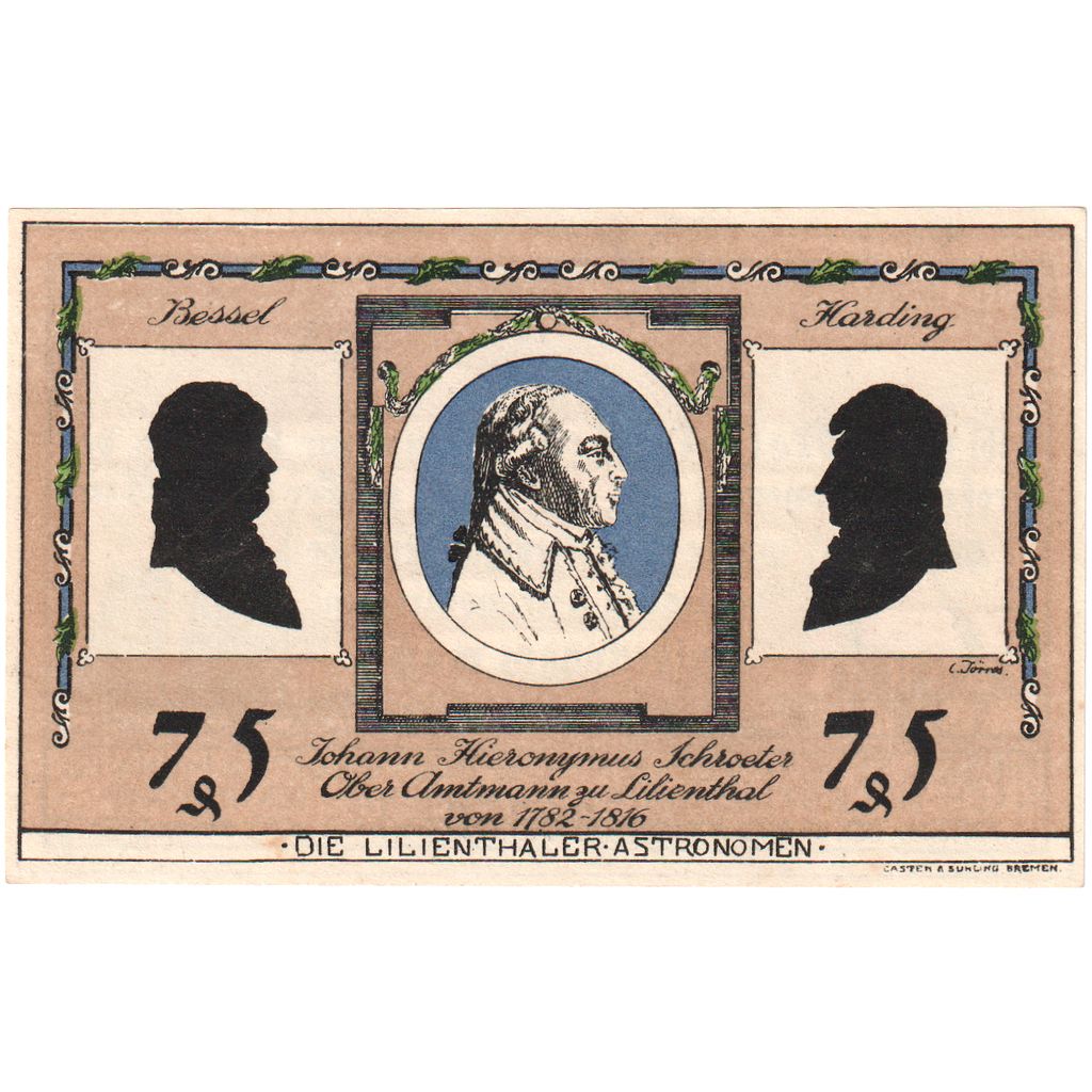 Deutschland, Lilienthal Sparkasse, 75 Pfennig, 1921-05-15, VZ+