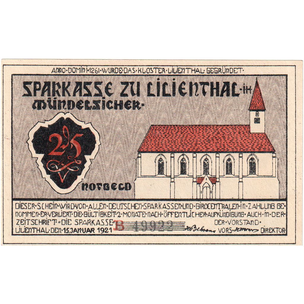 Deutschland, Lilienthal, 25 Pfennig, UNZ-