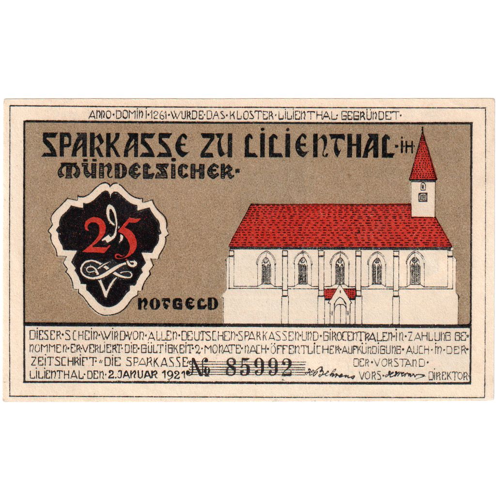 Deutschland, Lilienthal, 25 Pfennig, UNZ-