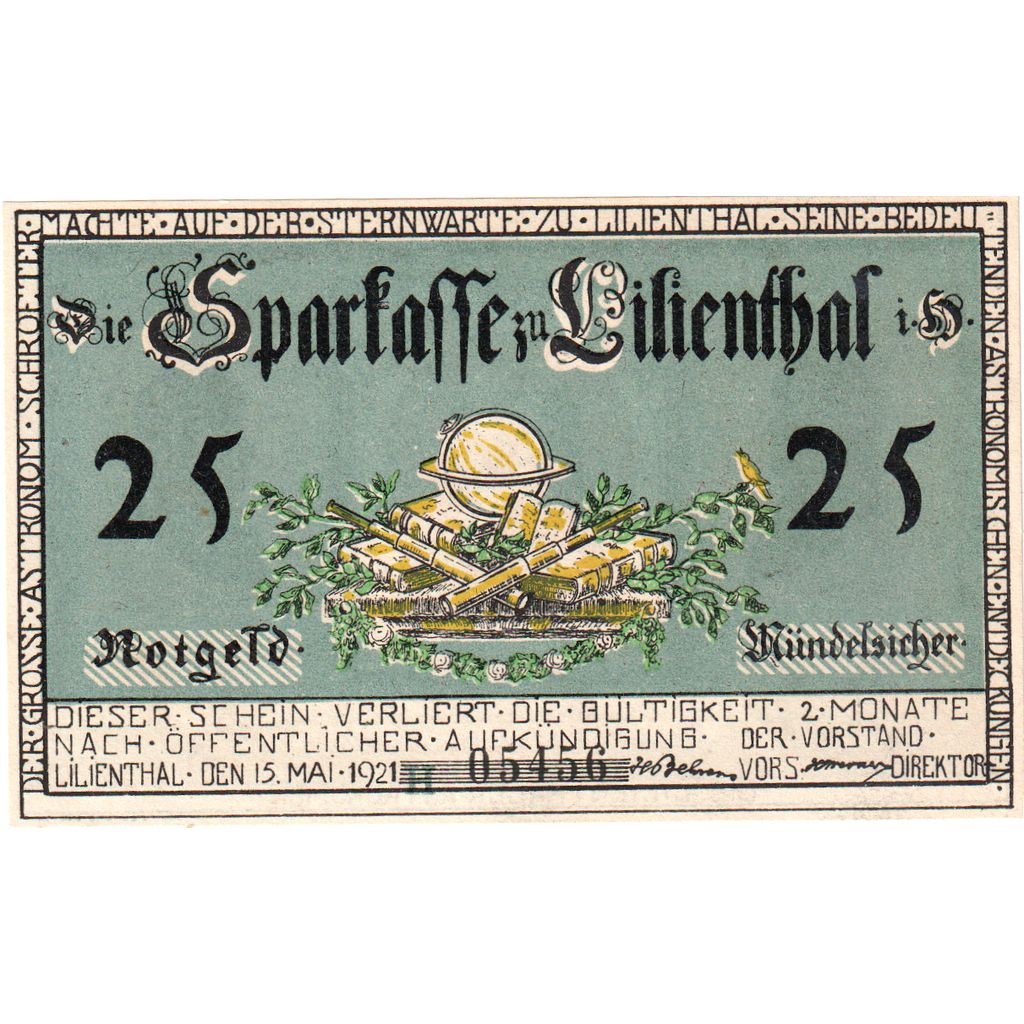 Deutschland, Lilienthal Sparkasse, 25 Pfennig, 1921-05-15, VZ+