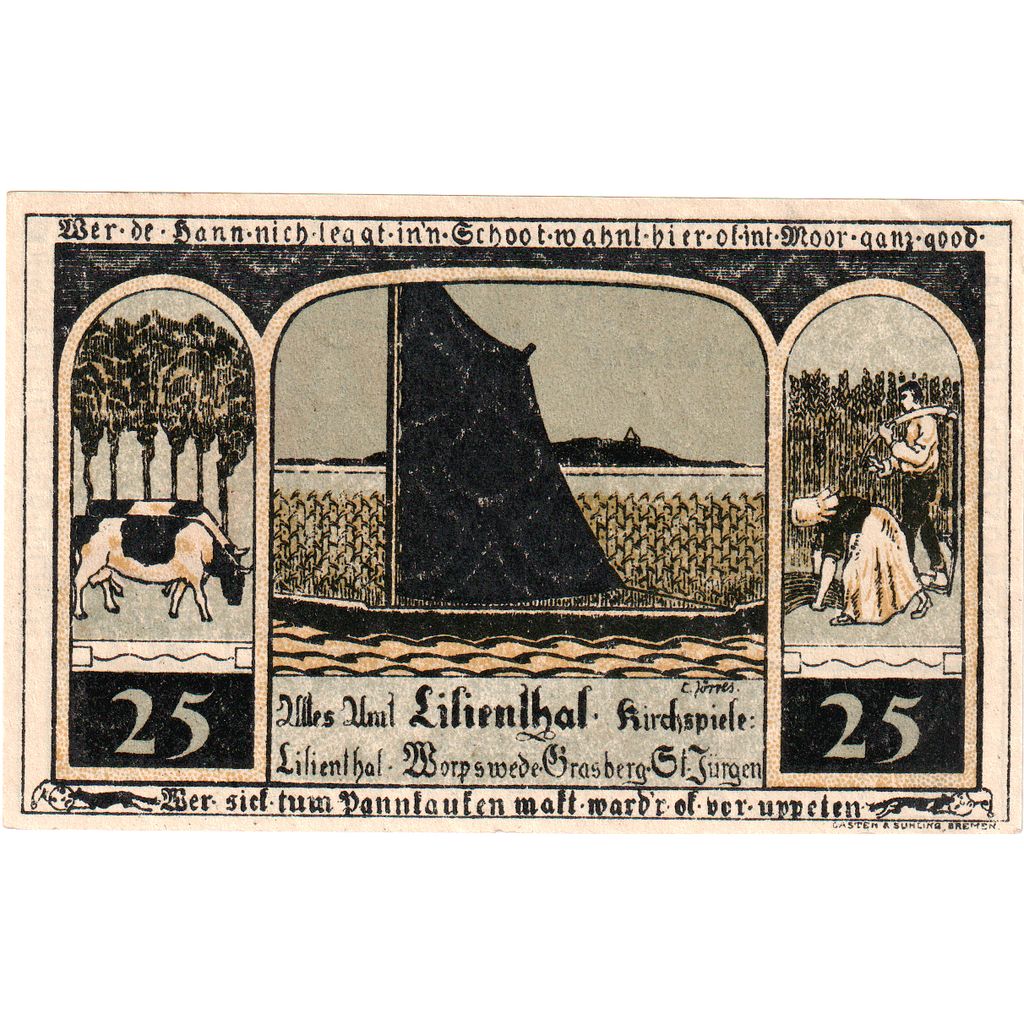 Niemcy, Lilienthal Sparkasse, 25 Pfennig, 1921-05-15, UNC(60-62)