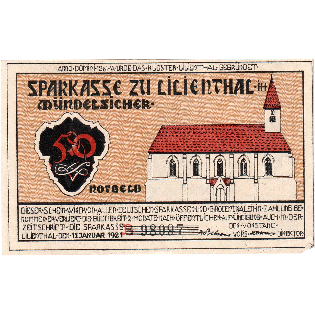 Deutschland, Lilienthal, 50 Pfennig, 1921-03-15, UNZ-