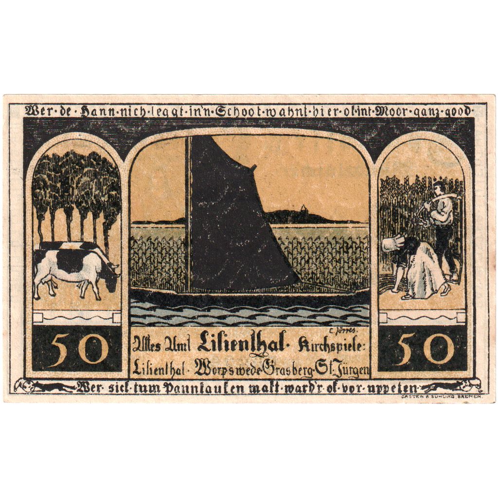 Niemcy, Lilienthal, 50 Pfennig, 1921-03-15, UNC(63)