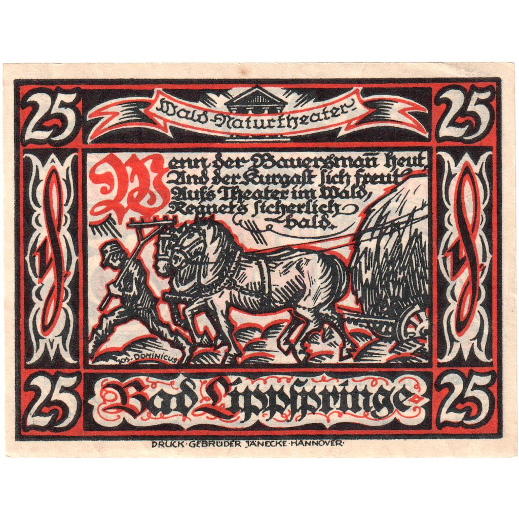 Germania, Lippspringe, Bad Stadt, 25 Pfennig, 1921-05-28, SPL