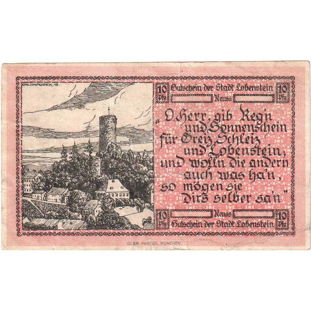 Deutschland, Lobenstein, 10 Pfennig, 1921-03-15, UNZ-