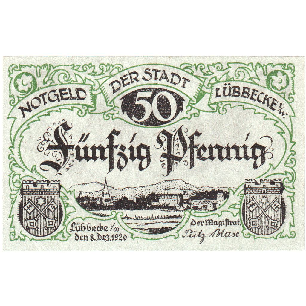 Germania, Lübbecke, 50 Pfennig, 1920-12-08, SPL