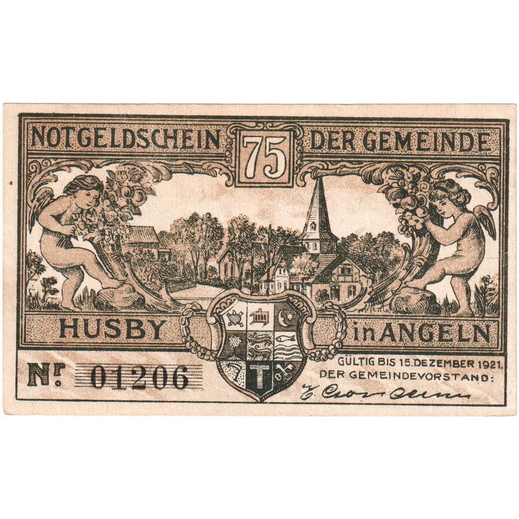 Germania, Husby, 75 Pfennig, 1921-12-15, SPL