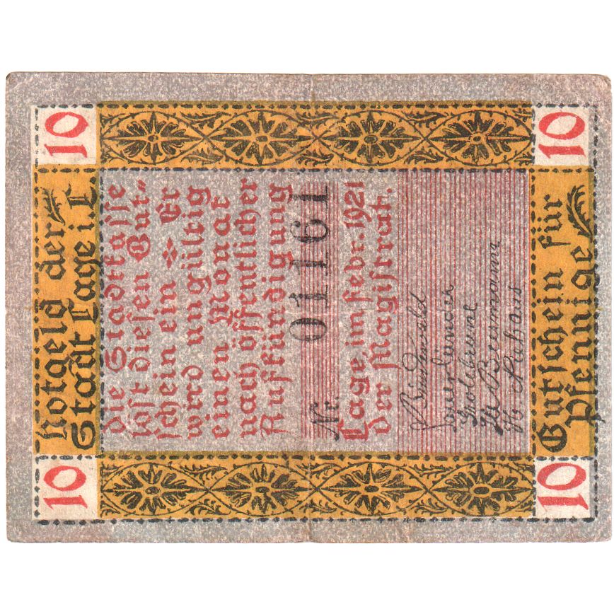 Deutschland, Lage Stadt, 10 Pfennig, UNZ-