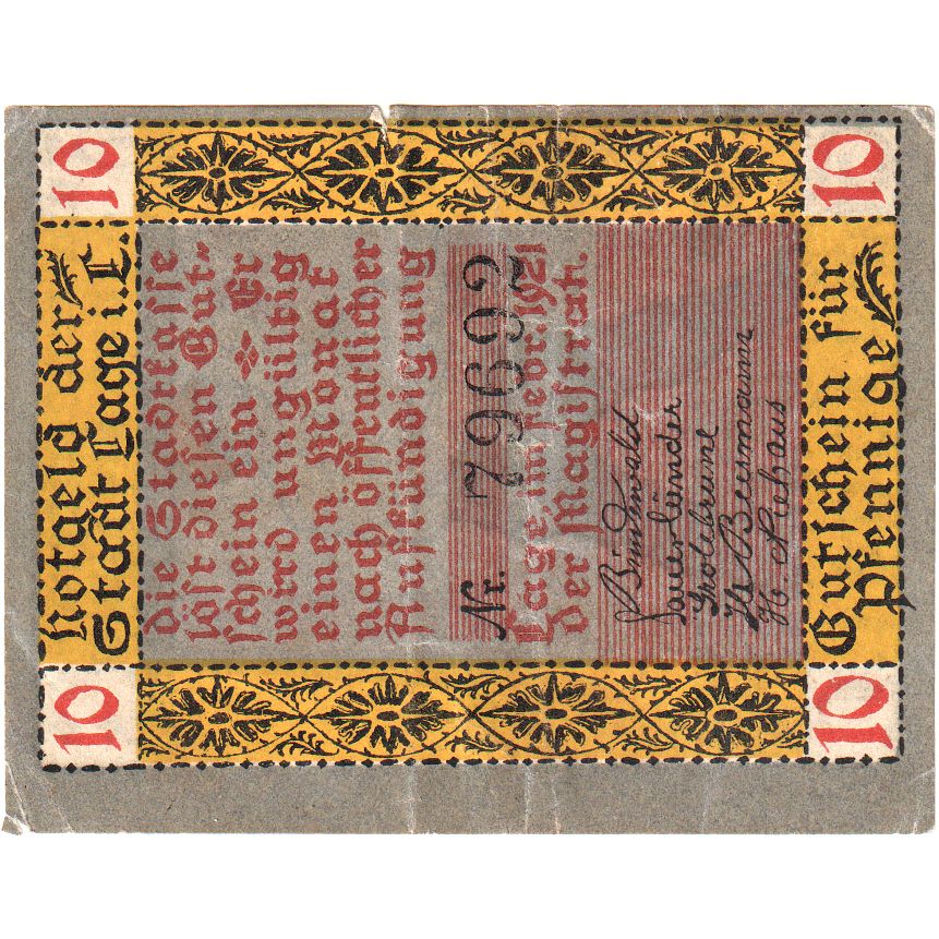 Deutschland, Lage Stadt, 10 Pfennig, UNZ-