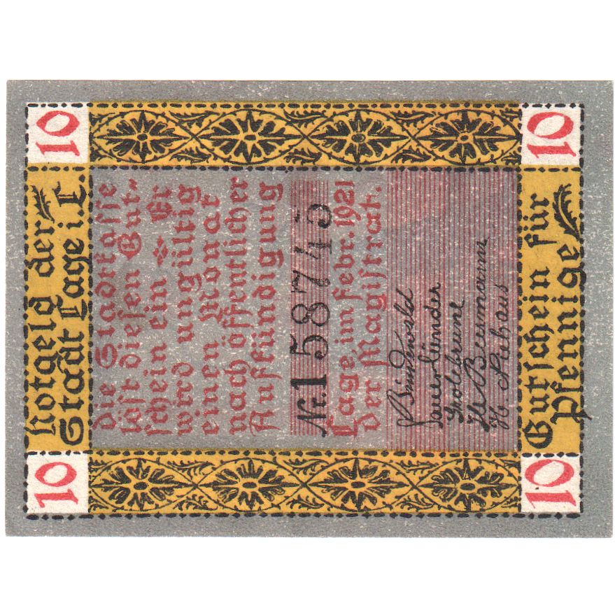 Deutschland, Lage Stadt, 10 Pfennig, UNZ-