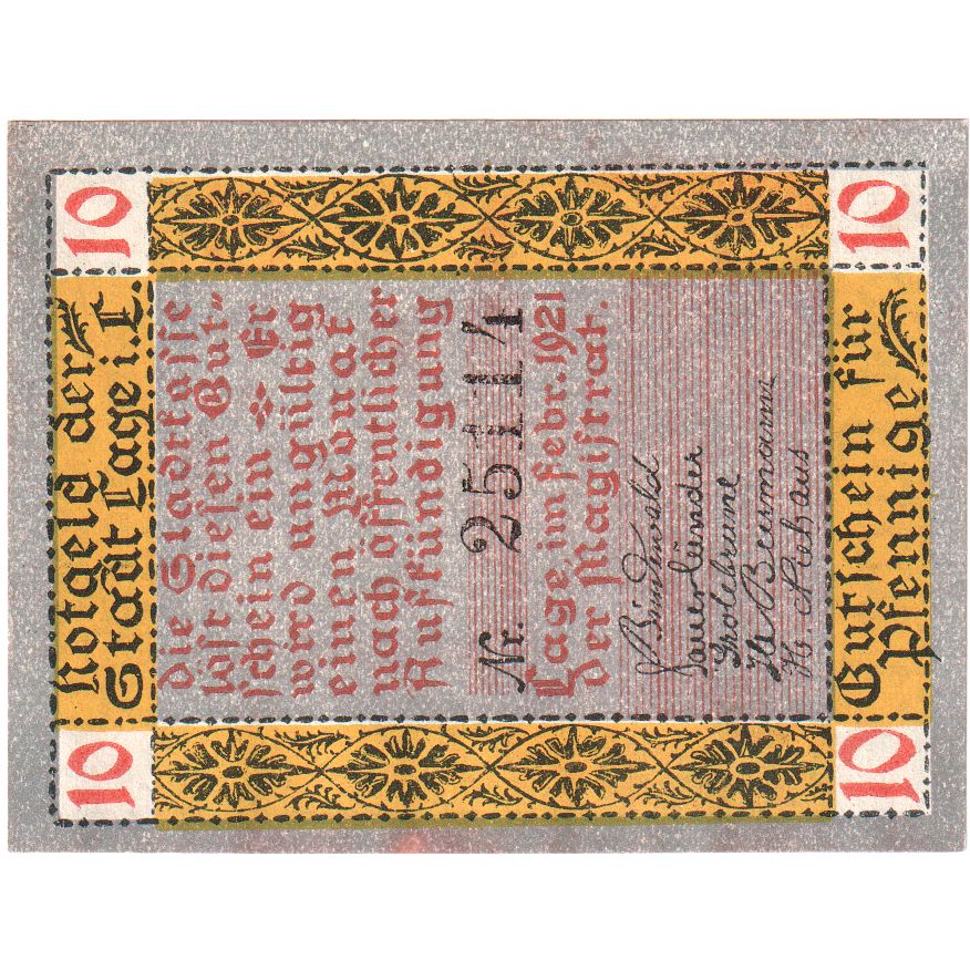 Deutschland, Lage Stadt, 10 Pfennig, UNZ-