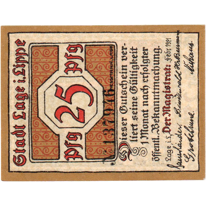 Germania, Lage Stadt, 25 Pfennig, 1921-02-01, 84972, SPL+