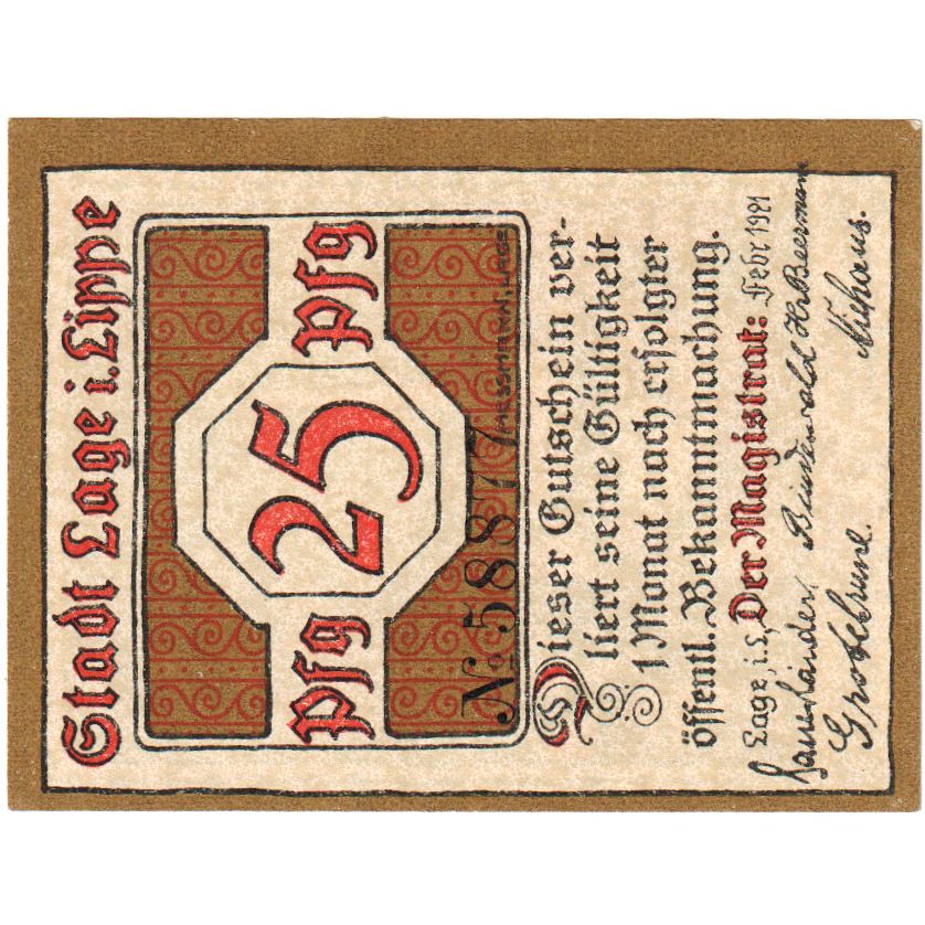 Germania, Lage Stadt, 25 Pfennig, 1921-02-01, 84972, SPL+