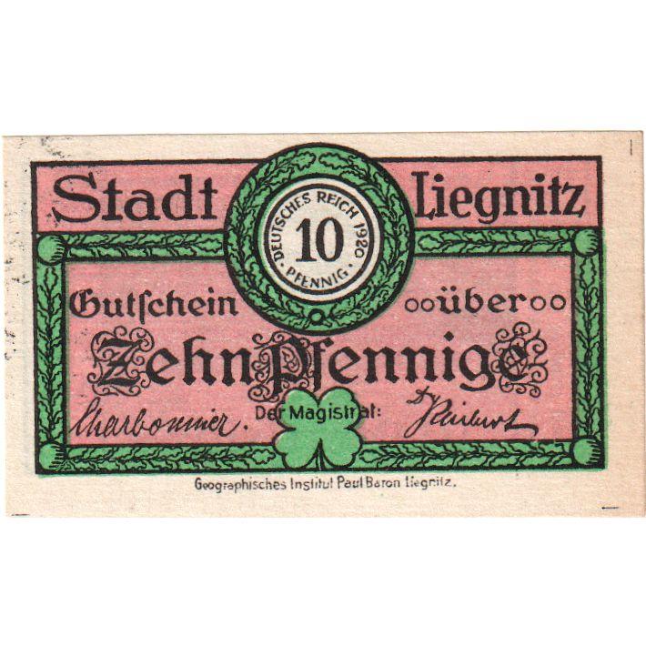Deutschland, Liegnitz Stadt, 10 Pfennig, VZ+