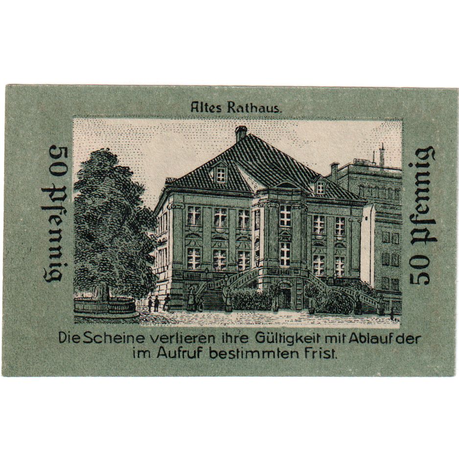 Banknot, Niemcy, Liegnitz Stadt, 50 Pfennig, Batiment, undated (1920)