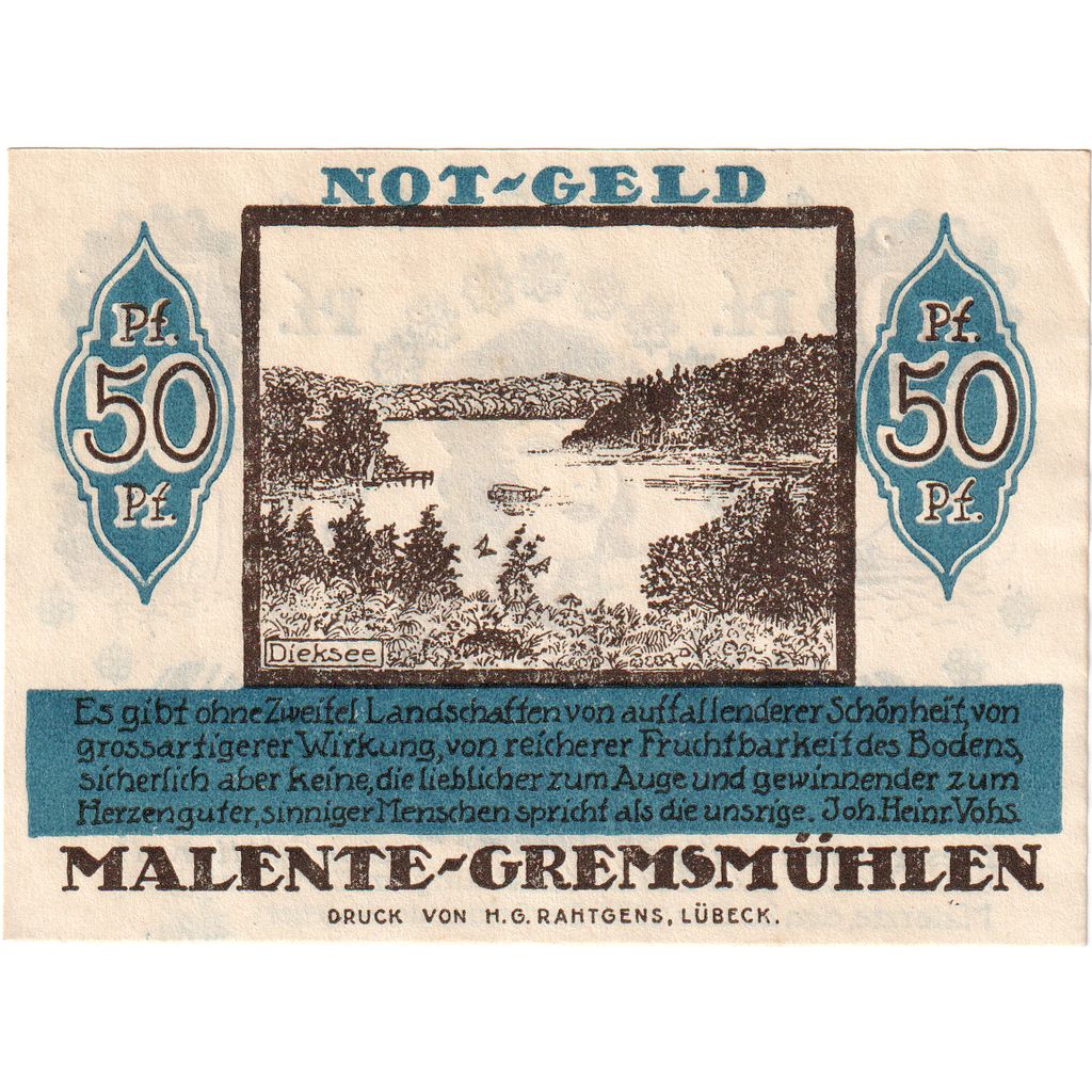 Deutschland, Malente-Gremsmühlen, 50 Pfennig, 1920-11-20, VZ+