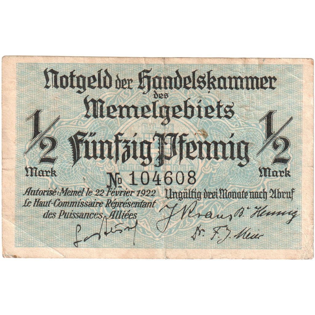 Memel, 1/2 Mark, 1922-02-22, MBC