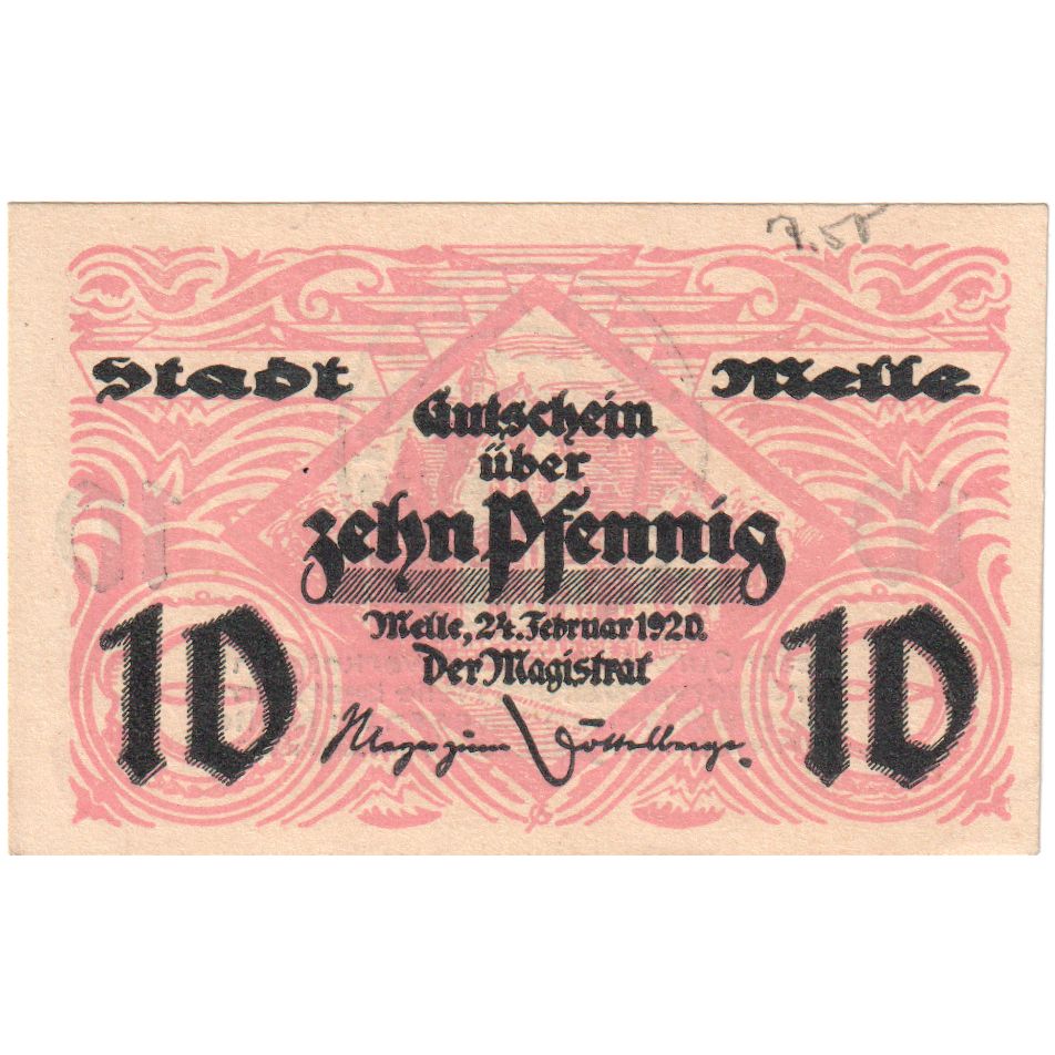 Niemcy, Melle Stadt, 10 Pfennig, 1918-10-18, AU(55-58)