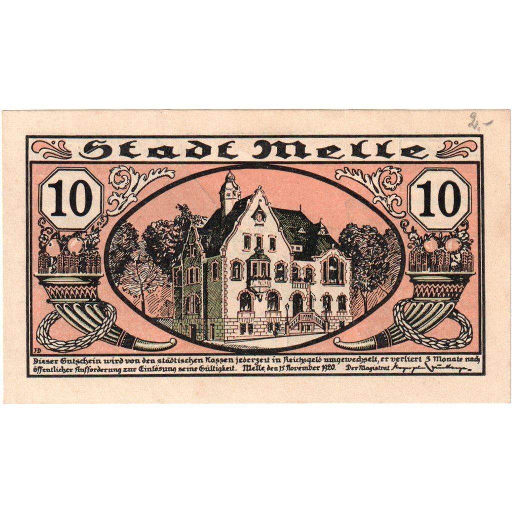 Niemcy, Melle Stadt, 50 Pfennig, 1920-11-15, AU(55-58)
