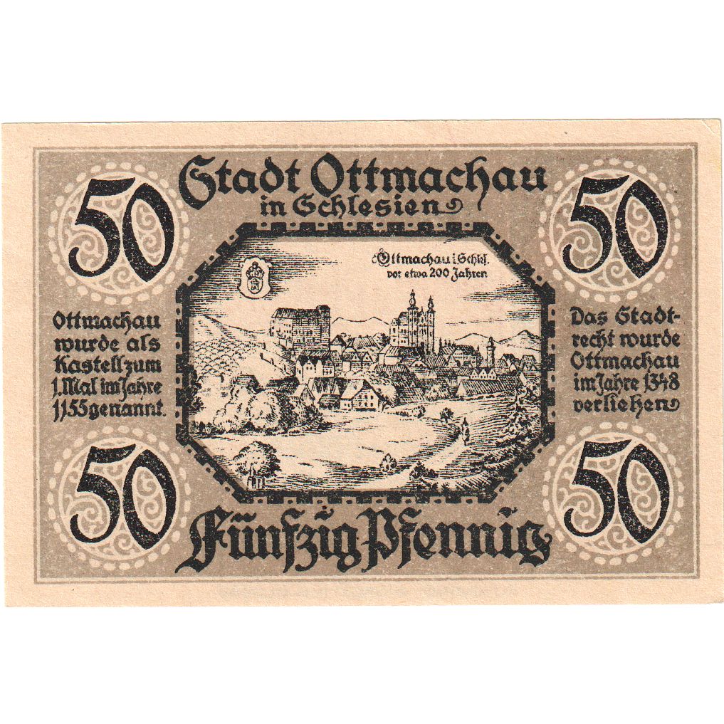 Germania, Ottmachau Stadt, 50 Pfennig, 1921-01-02, SPL