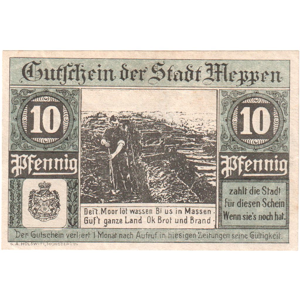 Deutschland, Meppen, 10 Pfennig, 1921-05-31, VZ+