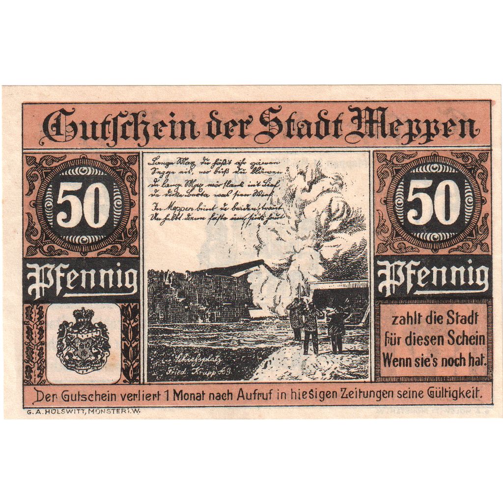 Niemcy, Meppen, 50 Pfennig, 1921-05-31, UNC(60-62)