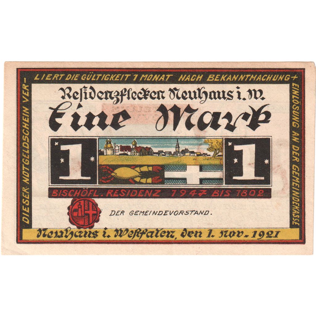 Deutschland, Neuhaus, 1 Mark, 1921-11-01, UNZ