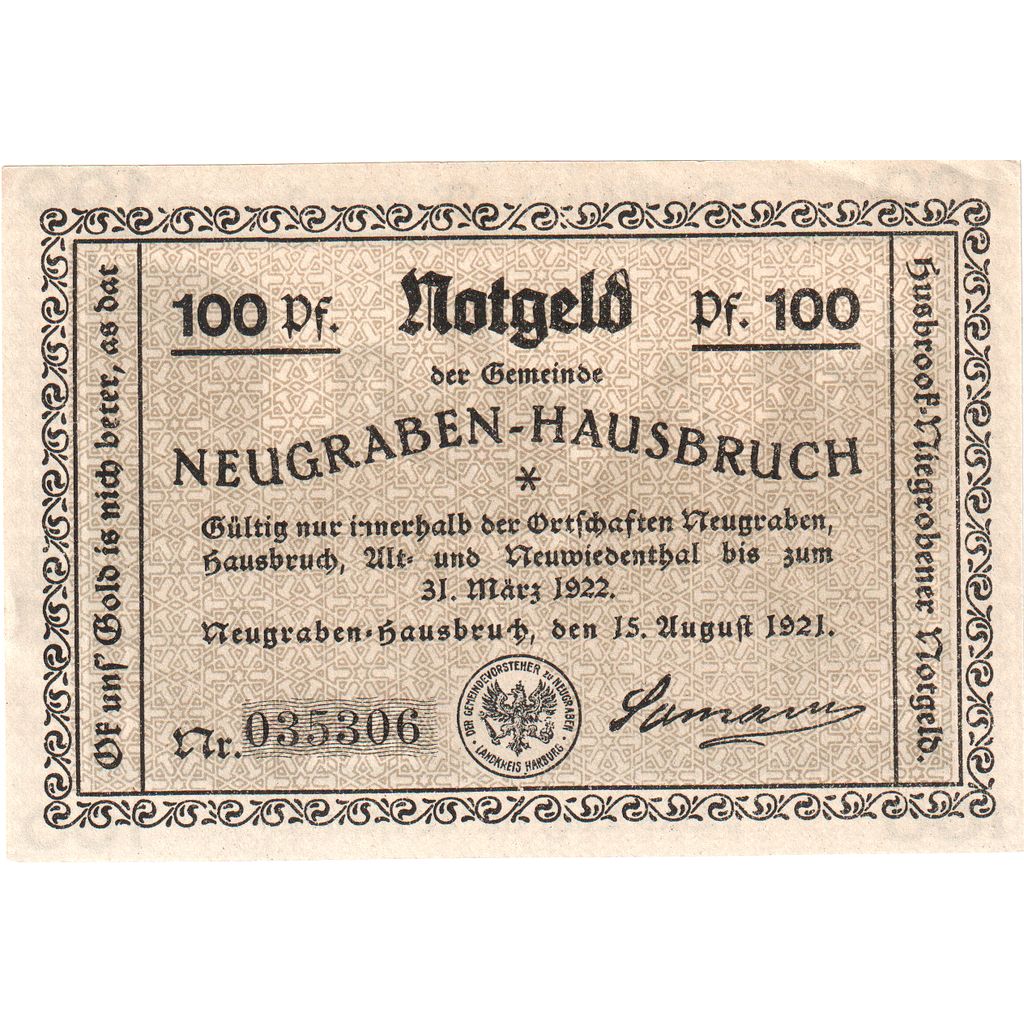 Deutschland, Neugraben-Hausbruch Gemeinde, 100 Pfennig, 1922-03-01, UNZ