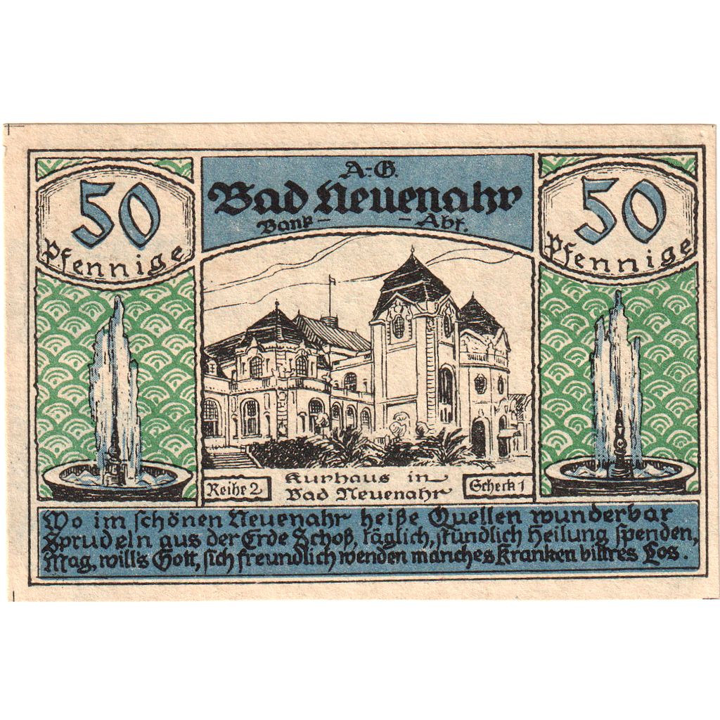 Germania, Neuenahr, Bad Kurdirektion, 50 Pfennig, 1922-12-31, SPL