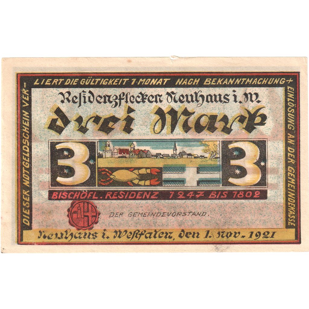 Deutschland, Neuhaus, 3 Mark, 1921-11-01, UNZ