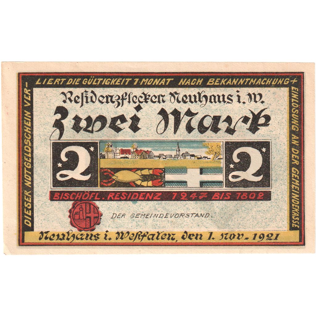 Germany, Neuhaus, 2 Mark, 1921-11-01, UNC(65-70)