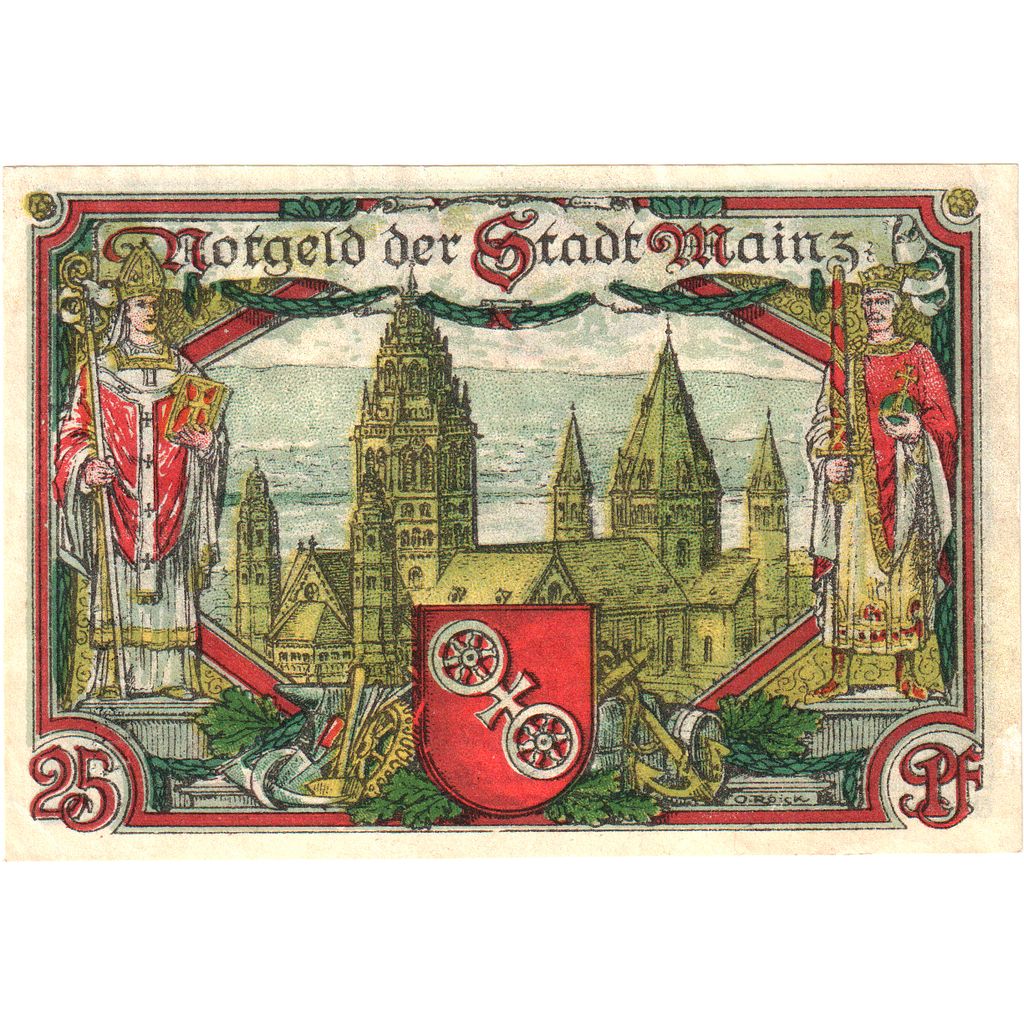 Germania, Mainz Stadt, 25 Pfennig, 1921-01-01, SPL
