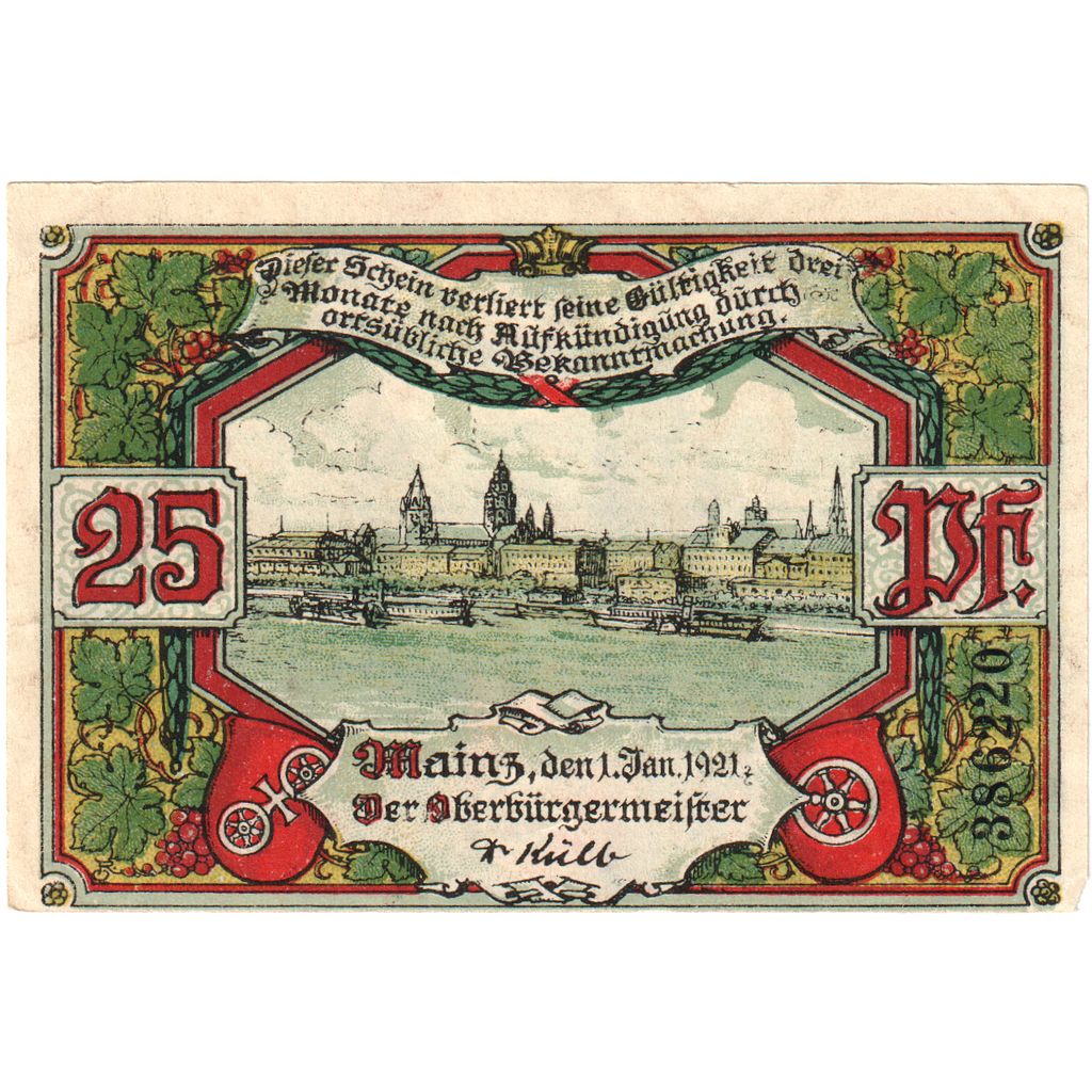 Niemcy, Mainz Stadt, 25 Pfennig, 1921-01-01, UNC(60-62)