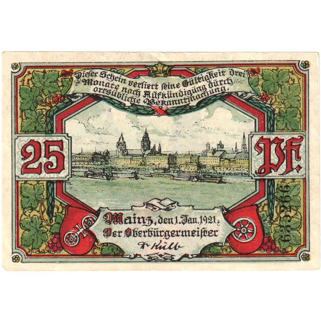 Niemcy, Mainz Stadt, 25 Pfennig, 1921-01-01, UNC(60-62)
