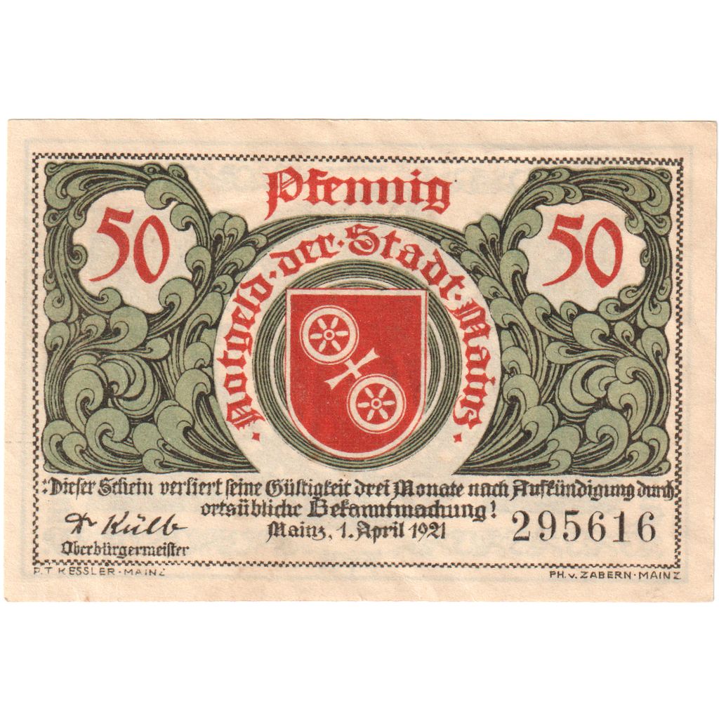 Deutschland, Mainz Stadt, 50 Pfennig, 1921-04-01, VZ+