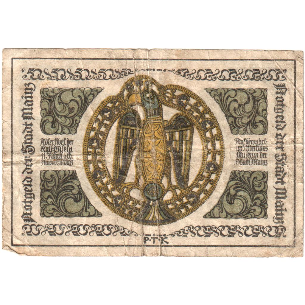 Germania, Mainz Stadt, 50 Pfennig, 1921-04-01, SPL-