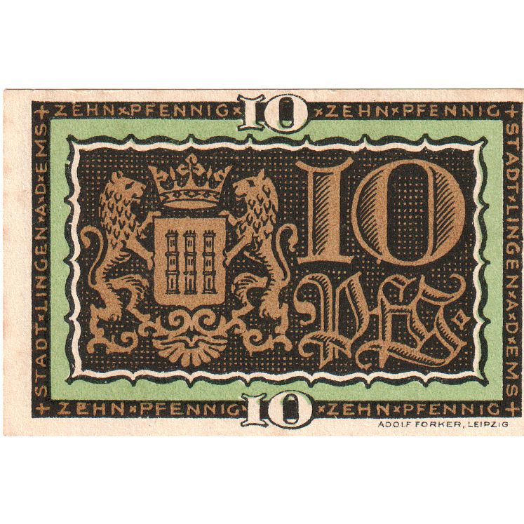 Germania, Lingen Stadt, 10 Pfennig, SPL