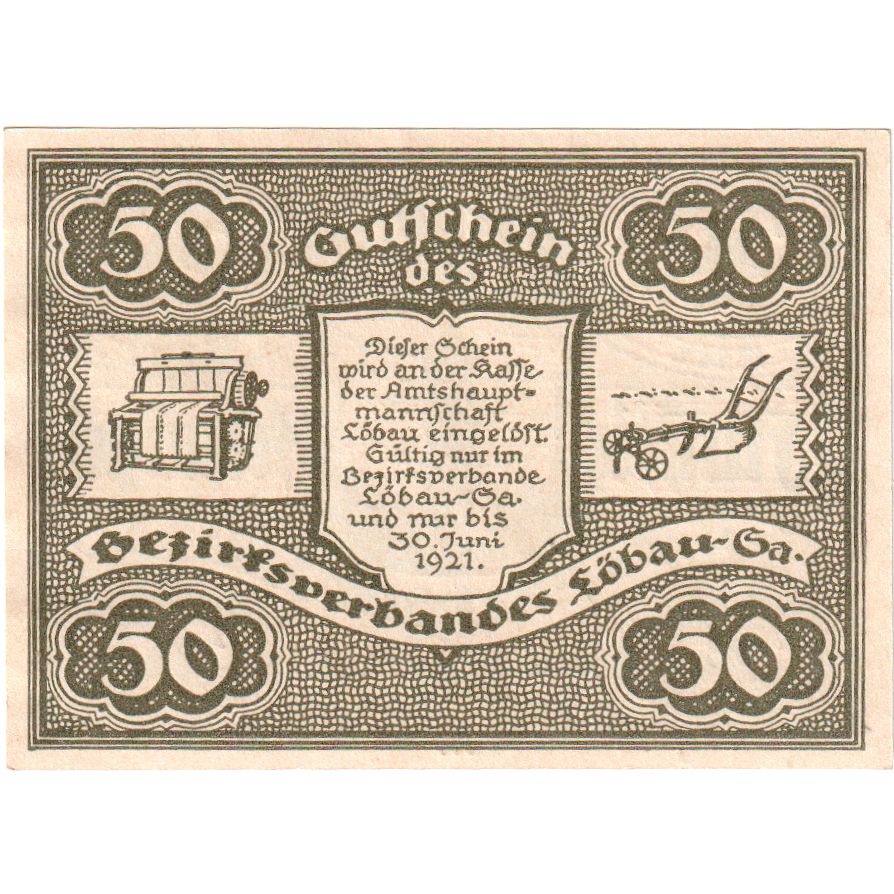 Deutschland, Löbau Stadt, 50 Pfennig, 1921-06-30, VZ+
