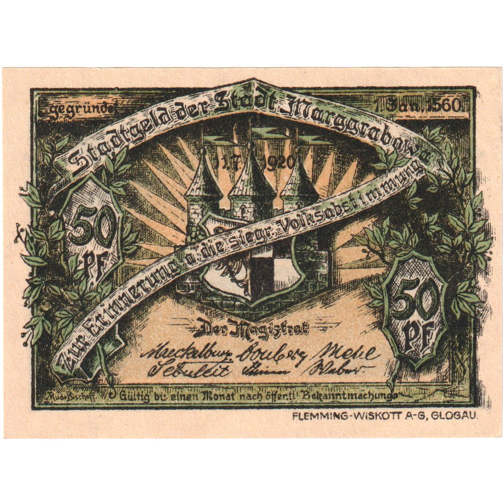 Germany, Marggrabowa Stadt, 50 Pfennig, UNC(60-62)
