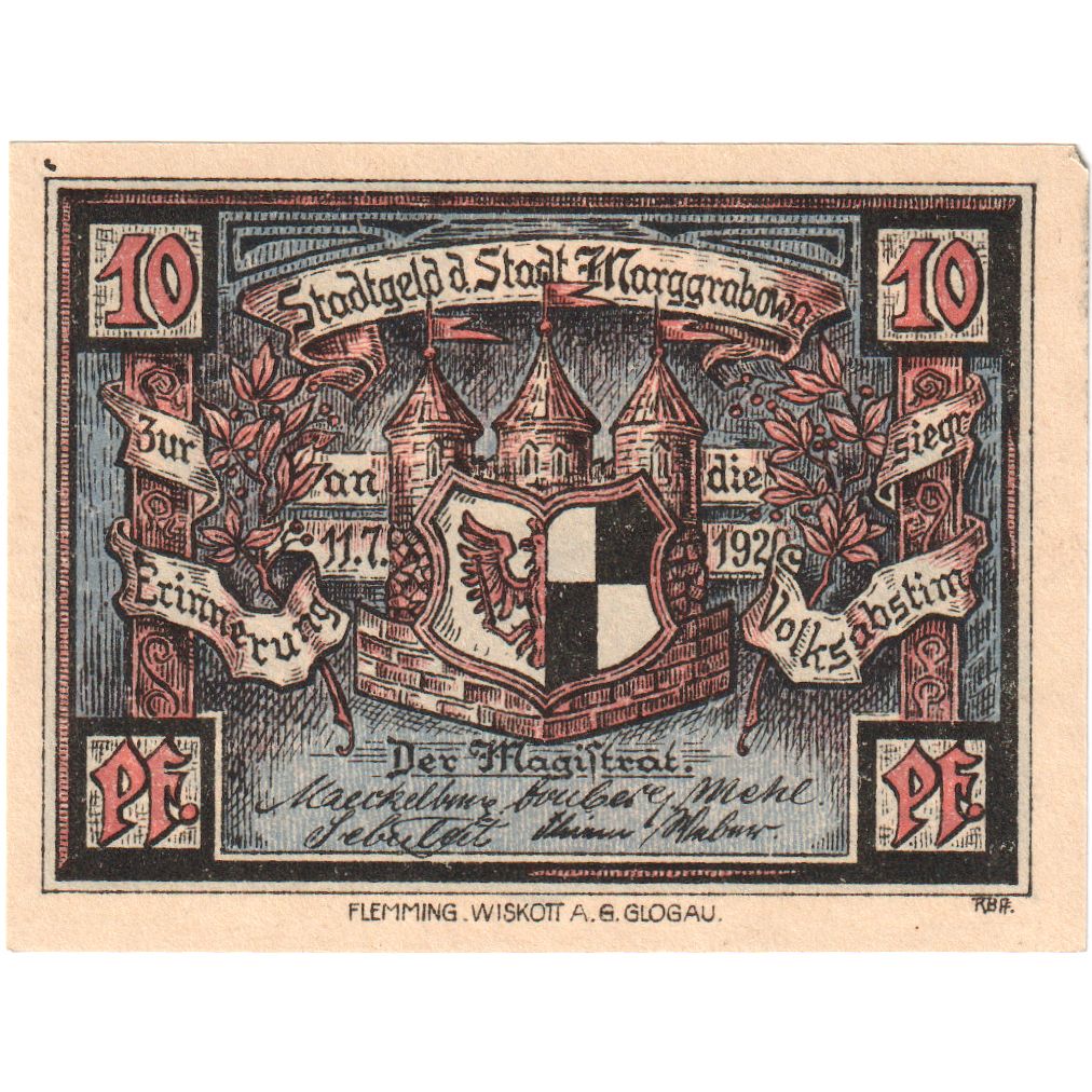 Niemcy, Marggrabowa Stadt, 10 Pfennig, UNC(60-62)