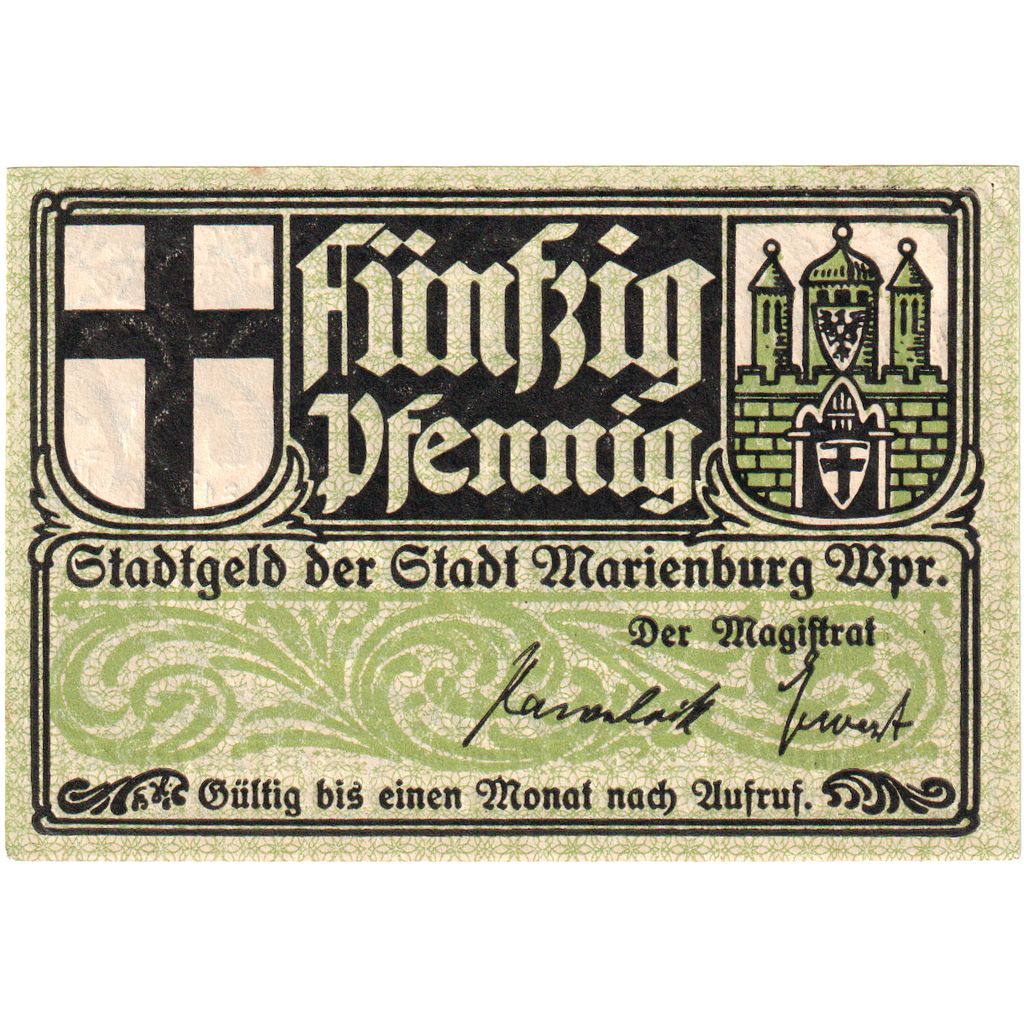 Germania, Marienburg Stadt, 50 Pfennig, SPL