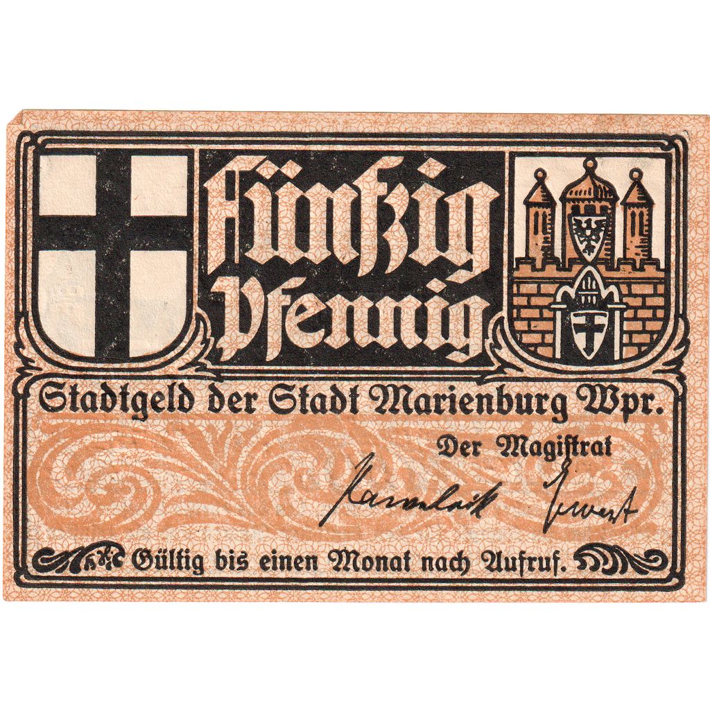Deutschland, Marienburg Stadt, 50 Pfennig, VZ+