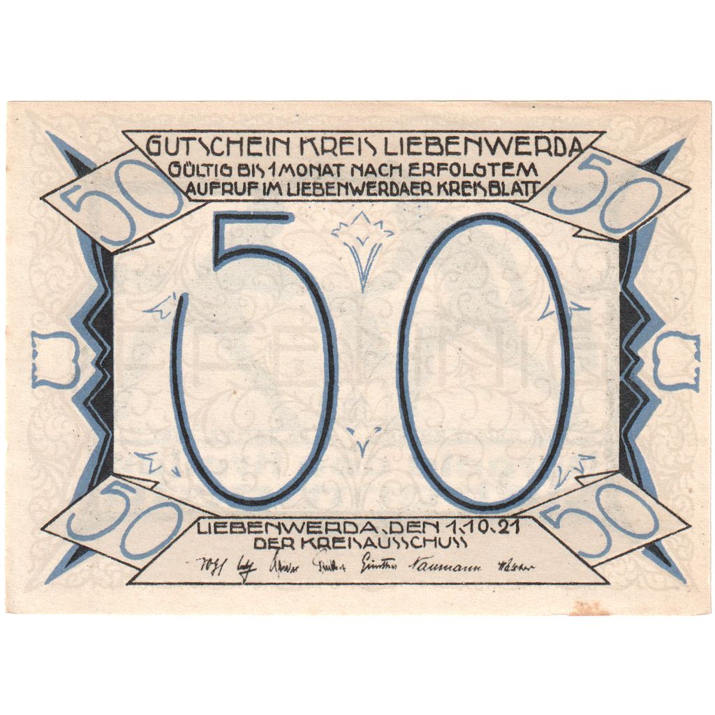 Deutschland, Liebenwerda Kreis, 50 Pfennig, 1921-10-01, VZ+