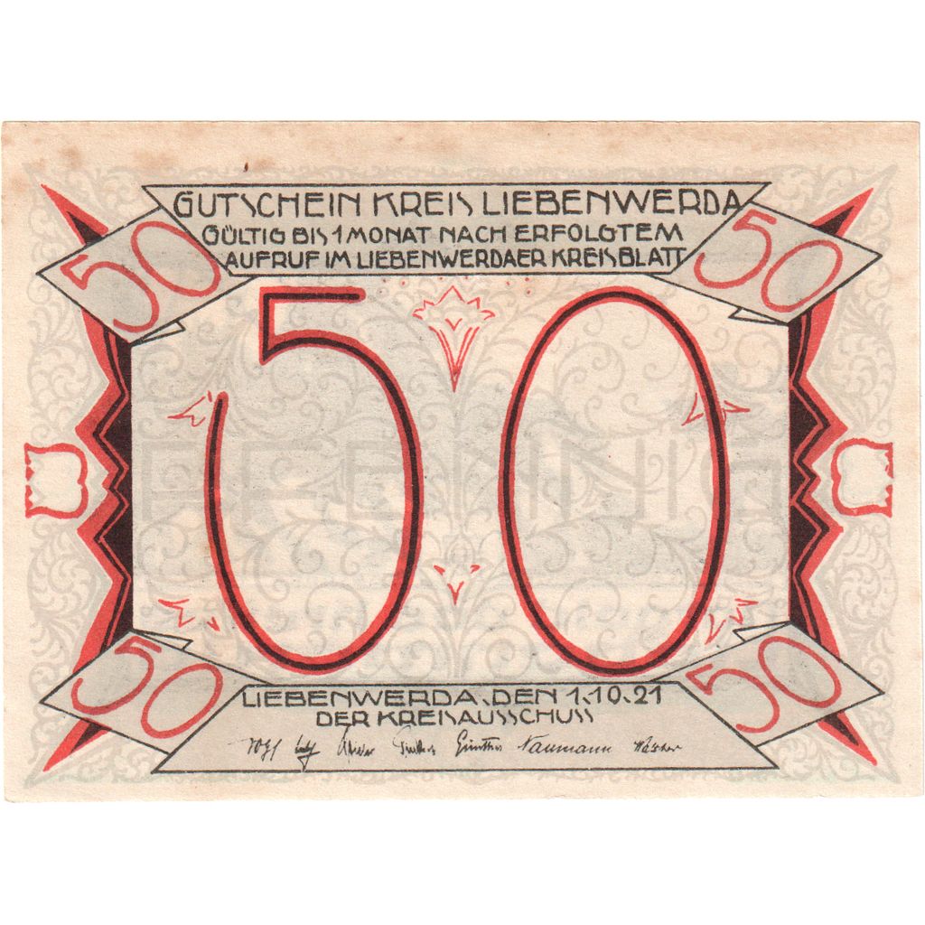Deutschland, Liebenwerda Kreis, 50 Pfennig, 1921-10-01, VZ+