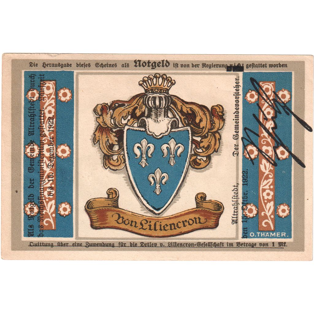 Deutschland, Altrahlstedt, 1 Mark, 1922-10-15, UNZ-
