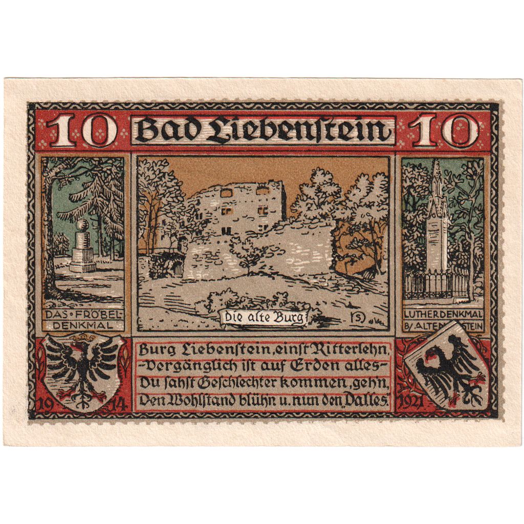 Deutschland, Liebenstein Bad Gemeinde, 10 Pfennig, UNZ-