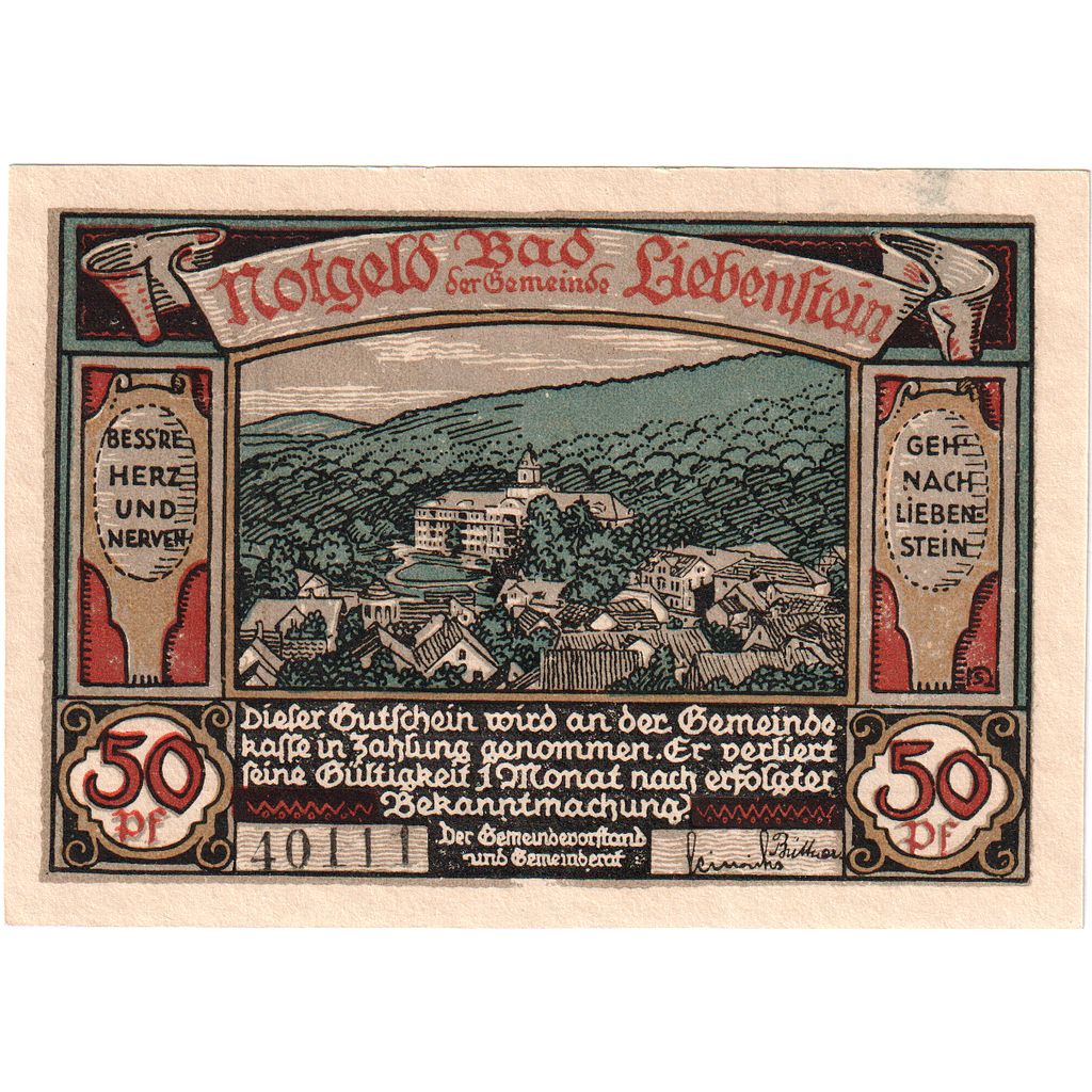 Deutschland, Liebenstein Bad Gemeinde, 50 Pfennig, UNZ-