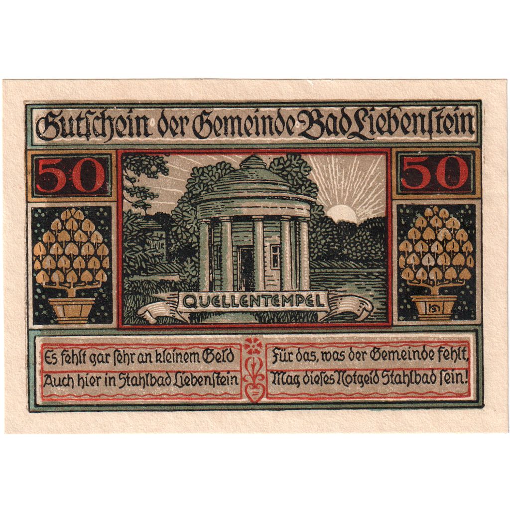 Deutschland, Liebenstein Bad Gemeinde, 50 Pfennig, UNZ-